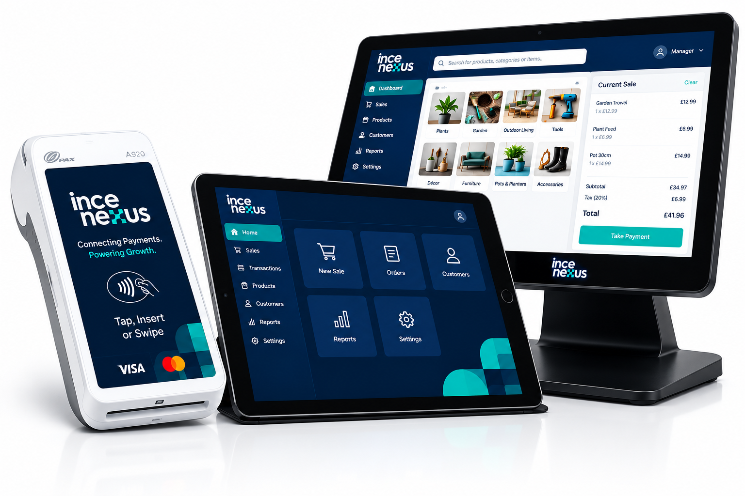 Ince Nexus card terminal, tablet and countertop EPOS hardware